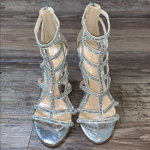 Silver prom heels